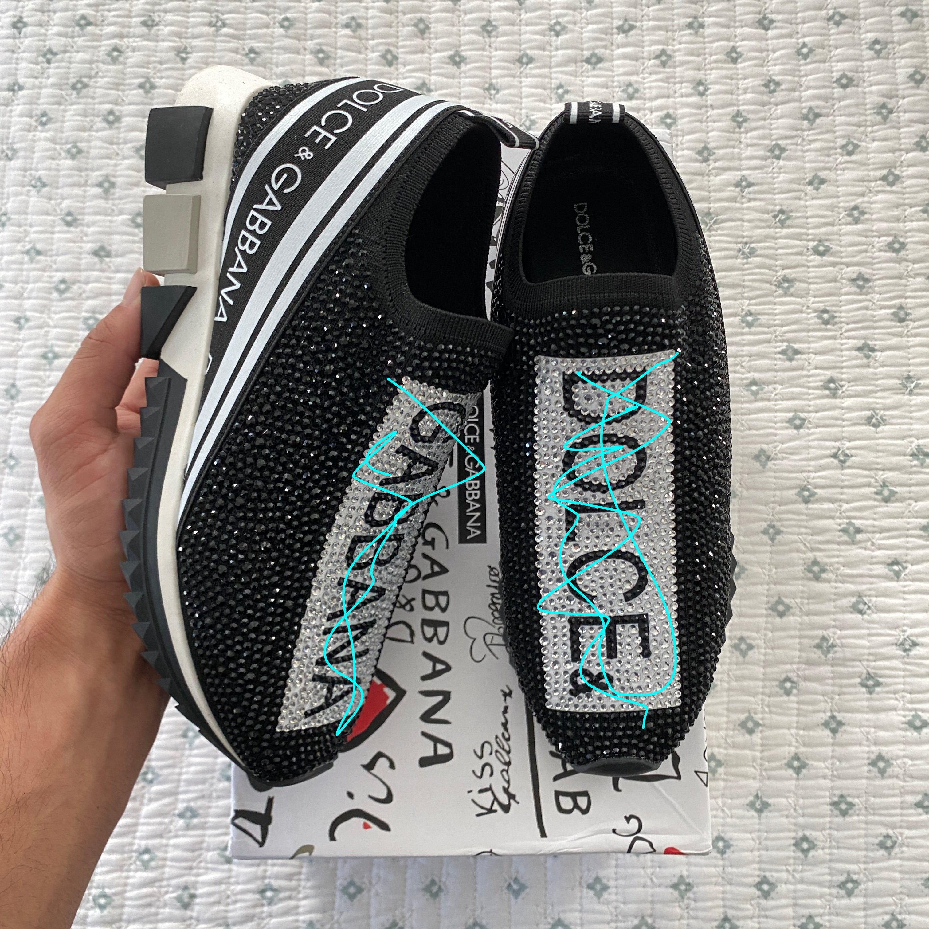 D&G Black Gem Slip Ons